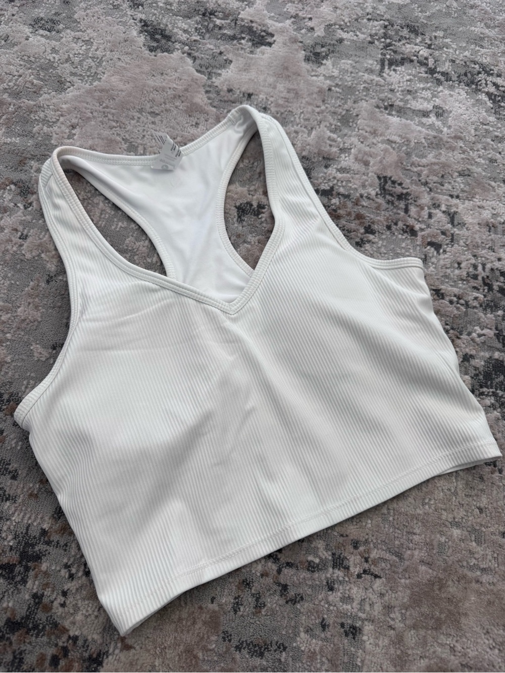 White Ribbed Racerback Tank Top - Picture 2 of 3